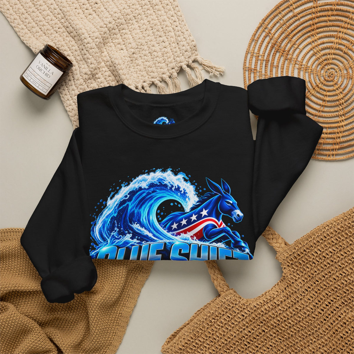 Blue Shift People Power Crewneck Sweatshirt with the wave graphic